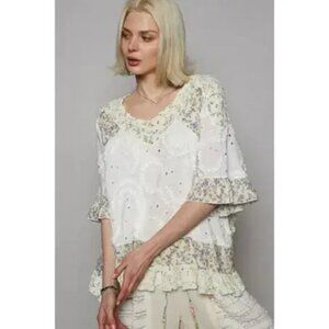 POL Lace Floral High Low Top Size Medium